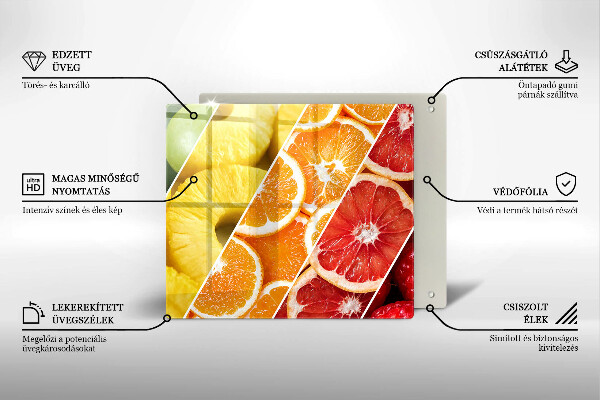 Üveg vágódeszka Színes gyümölcsök