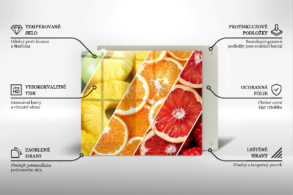 Üveg vágódeszka Színes gyümölcsök