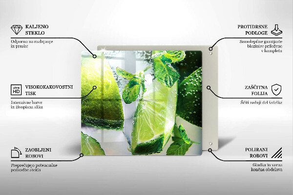 Üveg vágódeszka Víz mésszel és jéggel