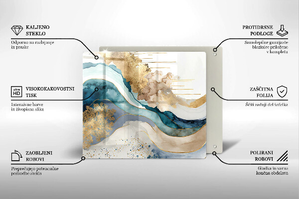 Üveg vágódeszka Színes márvány