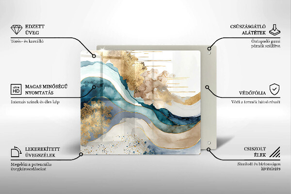 Üveg vágódeszka Színes márvány