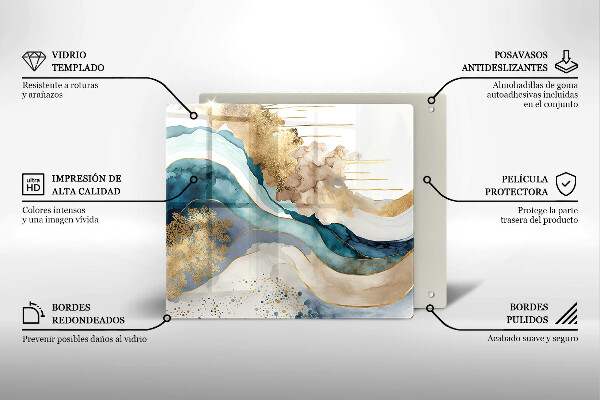 Üveg vágódeszka Színes márvány