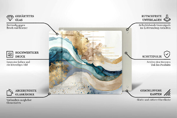 Üveg vágódeszka Színes márvány