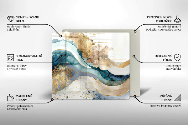 Üveg vágódeszka Színes márvány