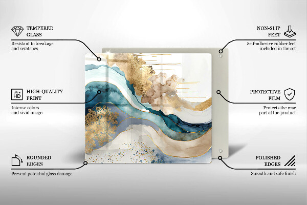 Üveg vágódeszka Színes márvány