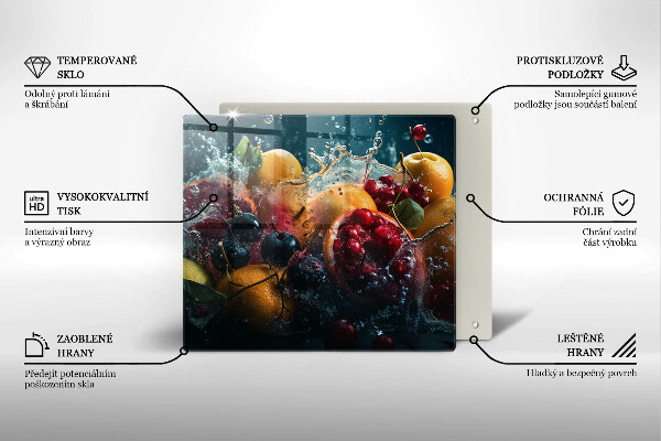 Üveg vágódeszka Gyümölcsök vízben