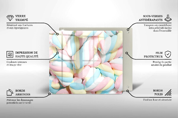 Üveg vágódeszka Színes mályvacukor