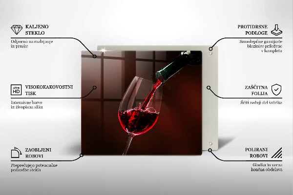 Üveg vágódeszka Egy pohár bor
