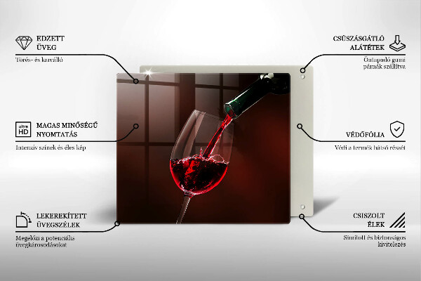 Üveg vágódeszka Egy pohár bor