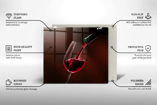 Üveg vágódeszka Egy pohár bor