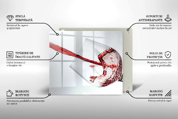 Üveg vágódeszka vörösbor