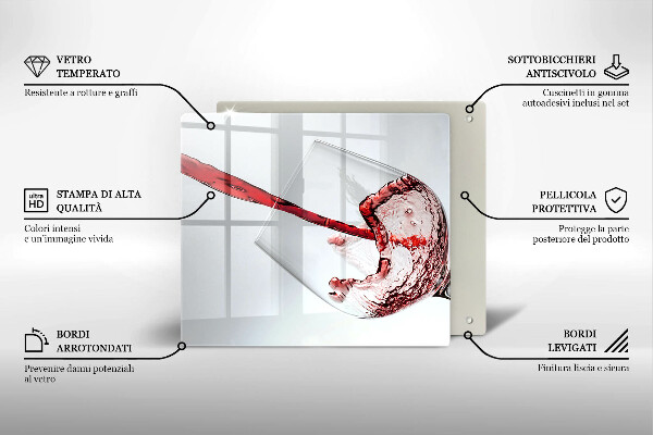 Üveg vágódeszka vörösbor
