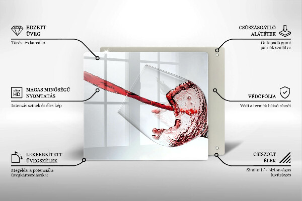 Üveg vágódeszka vörösbor