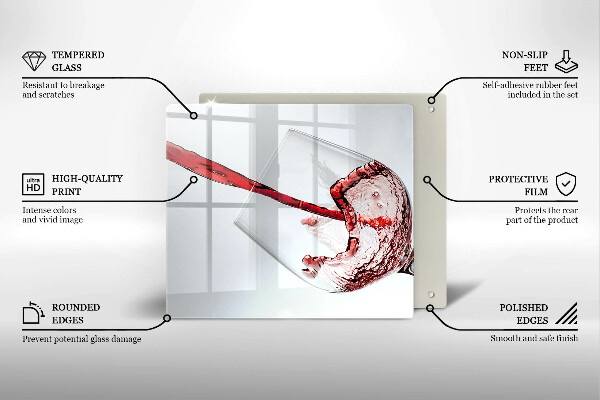 Üveg vágódeszka vörösbor