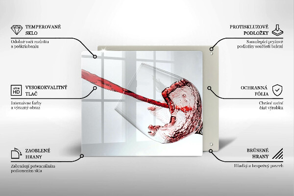 Üveg vágódeszka vörösbor