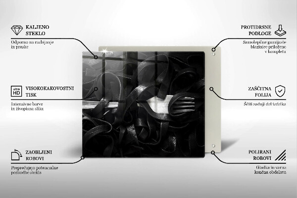 Üveg vágódeszka Fekete Tagliatelle tészta