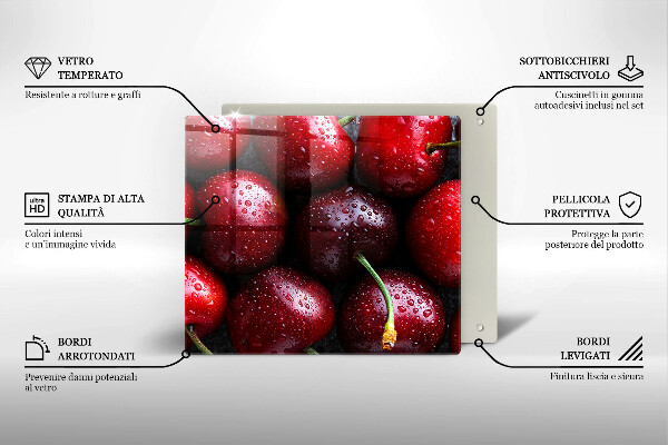 Üveg vágódeszka Közeli kép a cseresznye