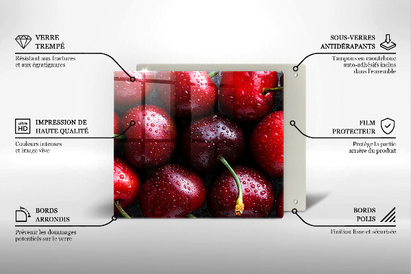 Üveg vágódeszka Közeli kép a cseresznye