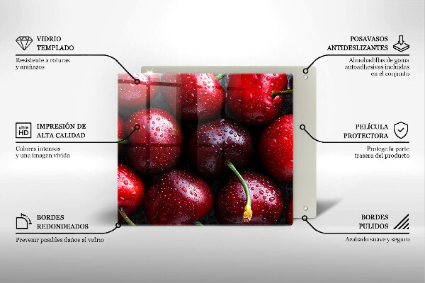 Üveg vágódeszka Közeli kép a cseresznye