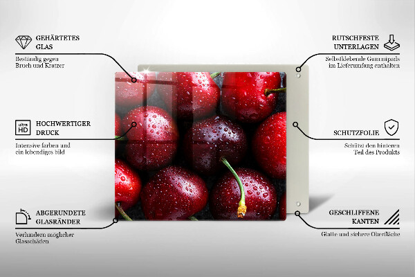 Üveg vágódeszka Közeli kép a cseresznye