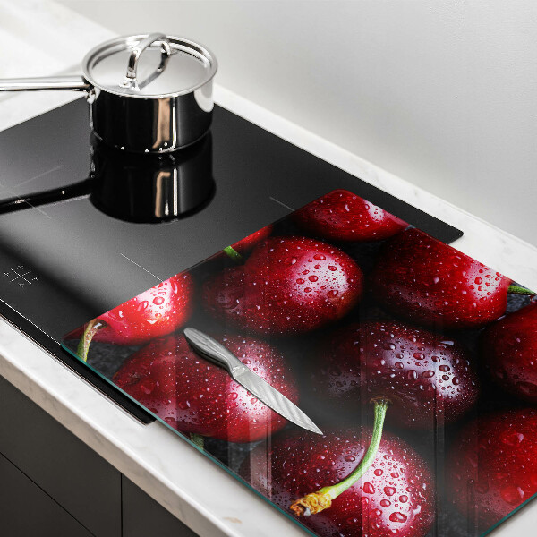 Üveg vágódeszka Közeli kép a cseresznye