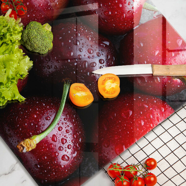 Üveg vágódeszka Közeli kép a cseresznye