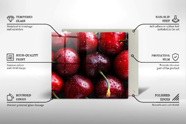 Üveg vágódeszka Közeli kép a cseresznye