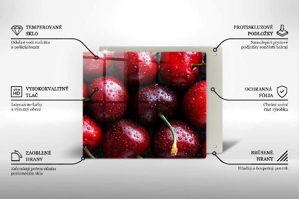 Üveg vágódeszka Közeli kép a cseresznye