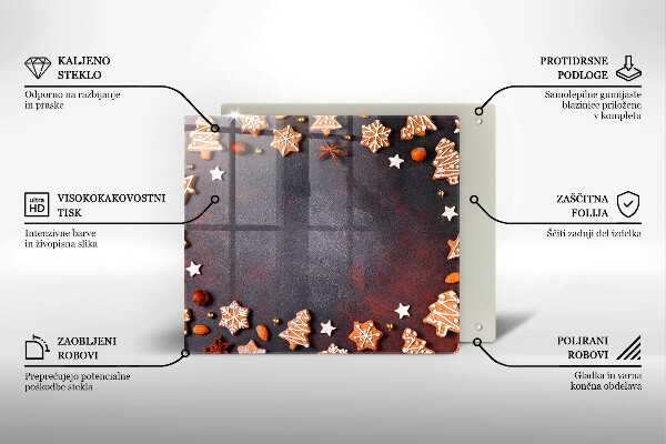 Üveg vágódeszka Mézeskalács karácsony