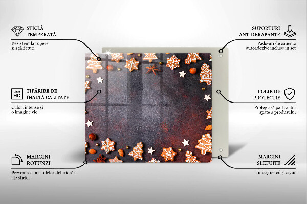 Üveg vágódeszka Mézeskalács karácsony