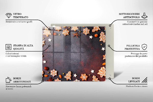 Üveg vágódeszka Mézeskalács karácsony