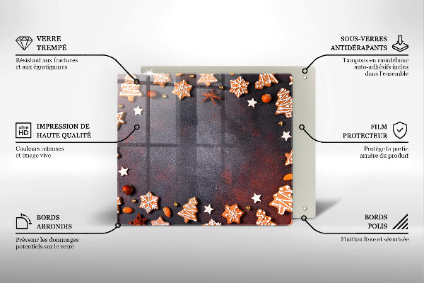 Üveg vágódeszka Mézeskalács karácsony