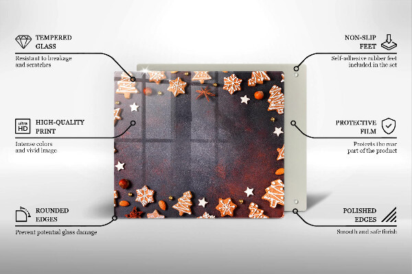 Üveg vágódeszka Mézeskalács karácsony