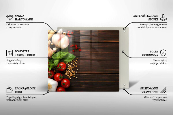 Üveg vágódeszka Zöldségek az asztalon