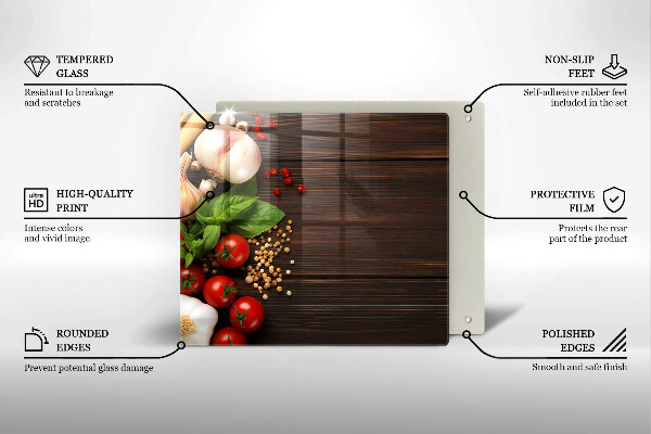 Üveg vágódeszka Zöldségek az asztalon