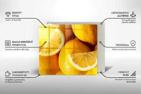 Üveg vágódeszka Lédús citromok