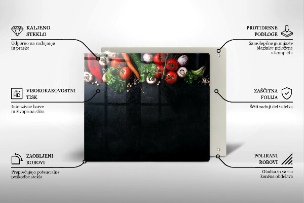 Üveg vágódeszka Színes zöldségek