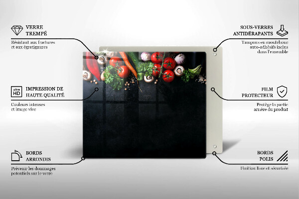 Üveg vágódeszka Színes zöldségek