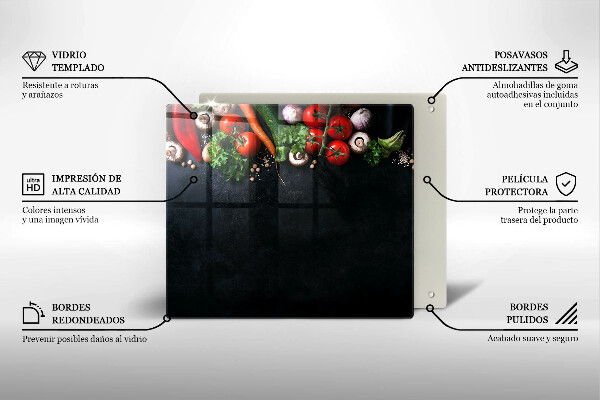Üveg vágódeszka Színes zöldségek