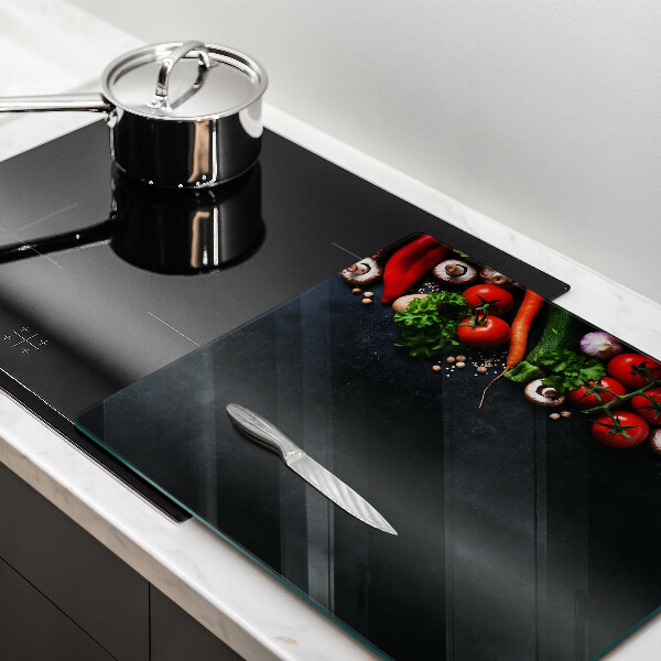 Üveg vágódeszka Színes zöldségek