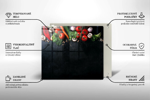 Üveg vágódeszka Színes zöldségek
