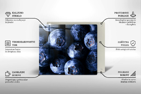 Üveg vágódeszka Közelkép a bogyók