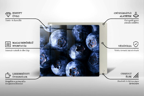 Üveg vágódeszka Közelkép a bogyók