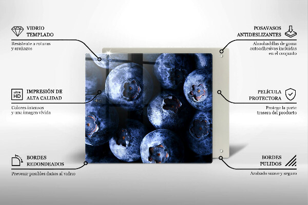 Üveg vágódeszka Közelkép a bogyók