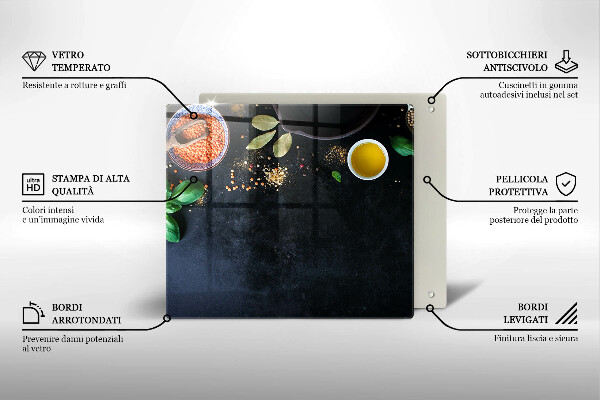 Üveg vágódeszka Fűszertálak