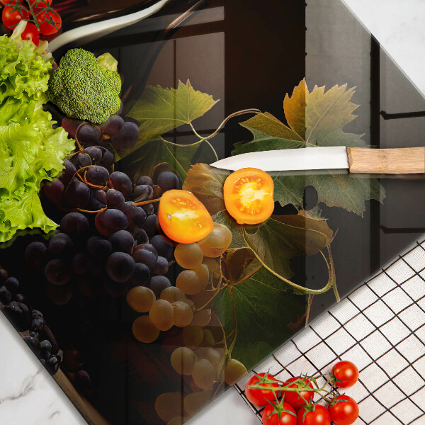 Üveg vágódeszka Pohár bor és szőlő