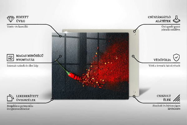 Üveg vágódeszka Csili paprika