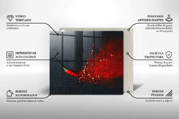 Üveg vágódeszka Csili paprika