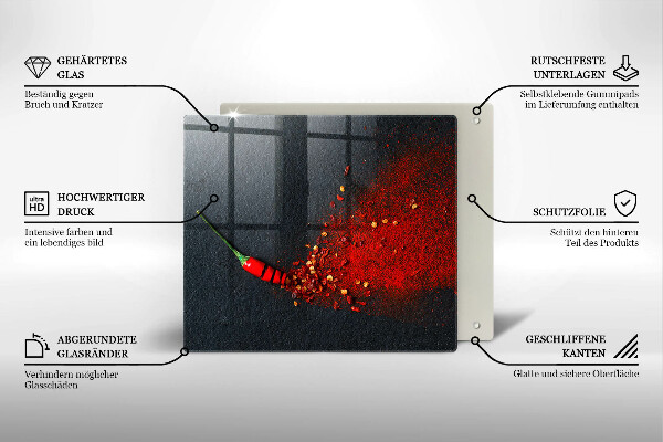 Üveg vágódeszka Csili paprika