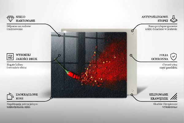 Üveg vágódeszka Csili paprika